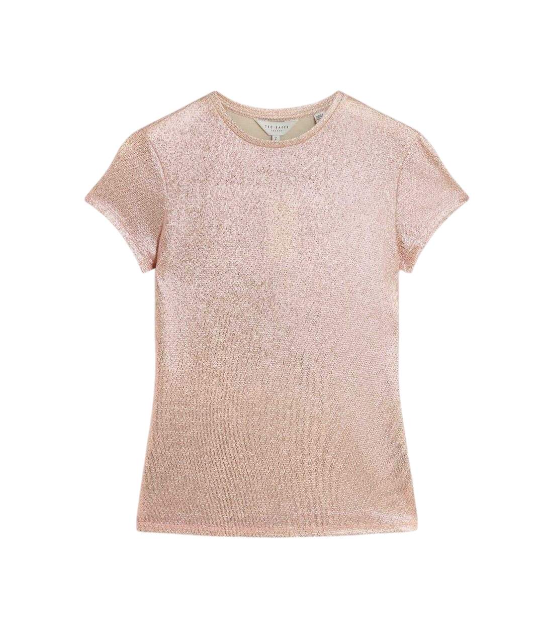 Womens/ladies Metallic Slim T-shirt Pink Ted Baker-2