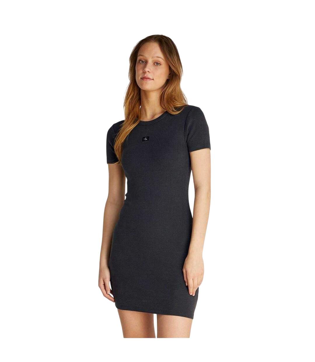 Robe Courte Motif/style Côtelé Femme Noir Délavé Calvin Klein-1