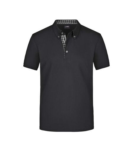 Polo Motif/style Uni Homme Noir Blanc James And Nicholson
