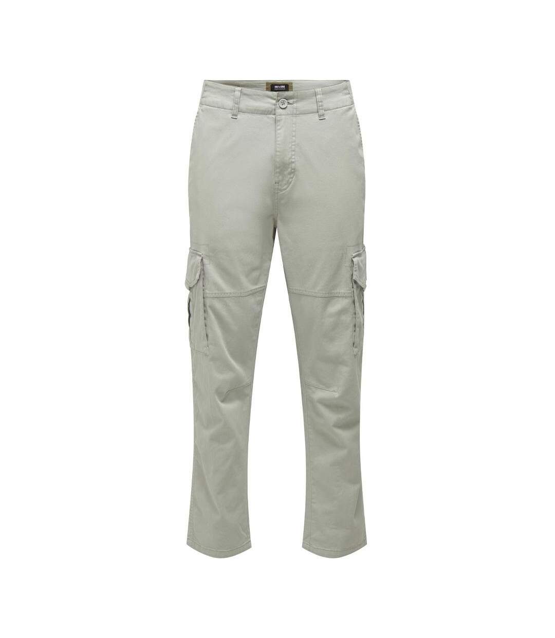 Pantalon cargo gris clair homme only & sons dean-1