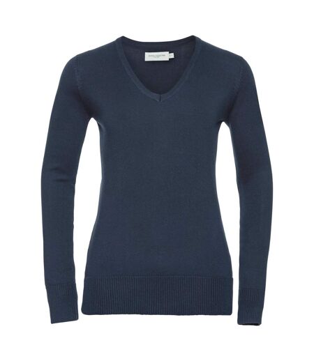 Pull Col V Collection Femme Bleu Marine Russell