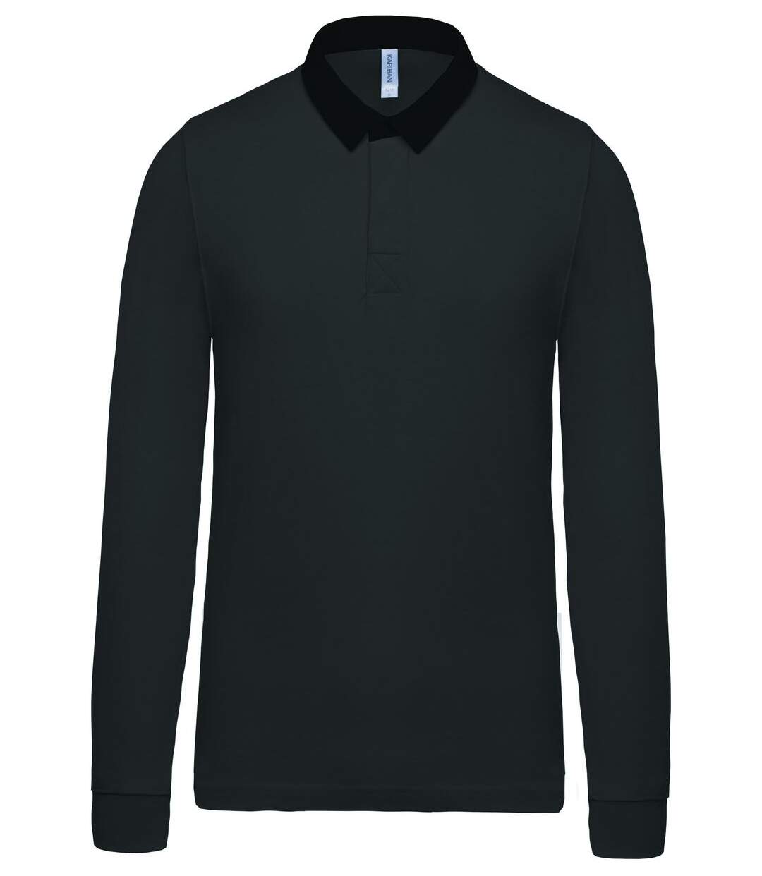 Polo homme rugby - manches longues - K213 - gris foncé - col contrasté