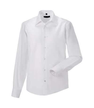 Russell Collection Mens Long Sleeve Tailored Ultimate Non-Iron Shirt (White) - UTBC1038