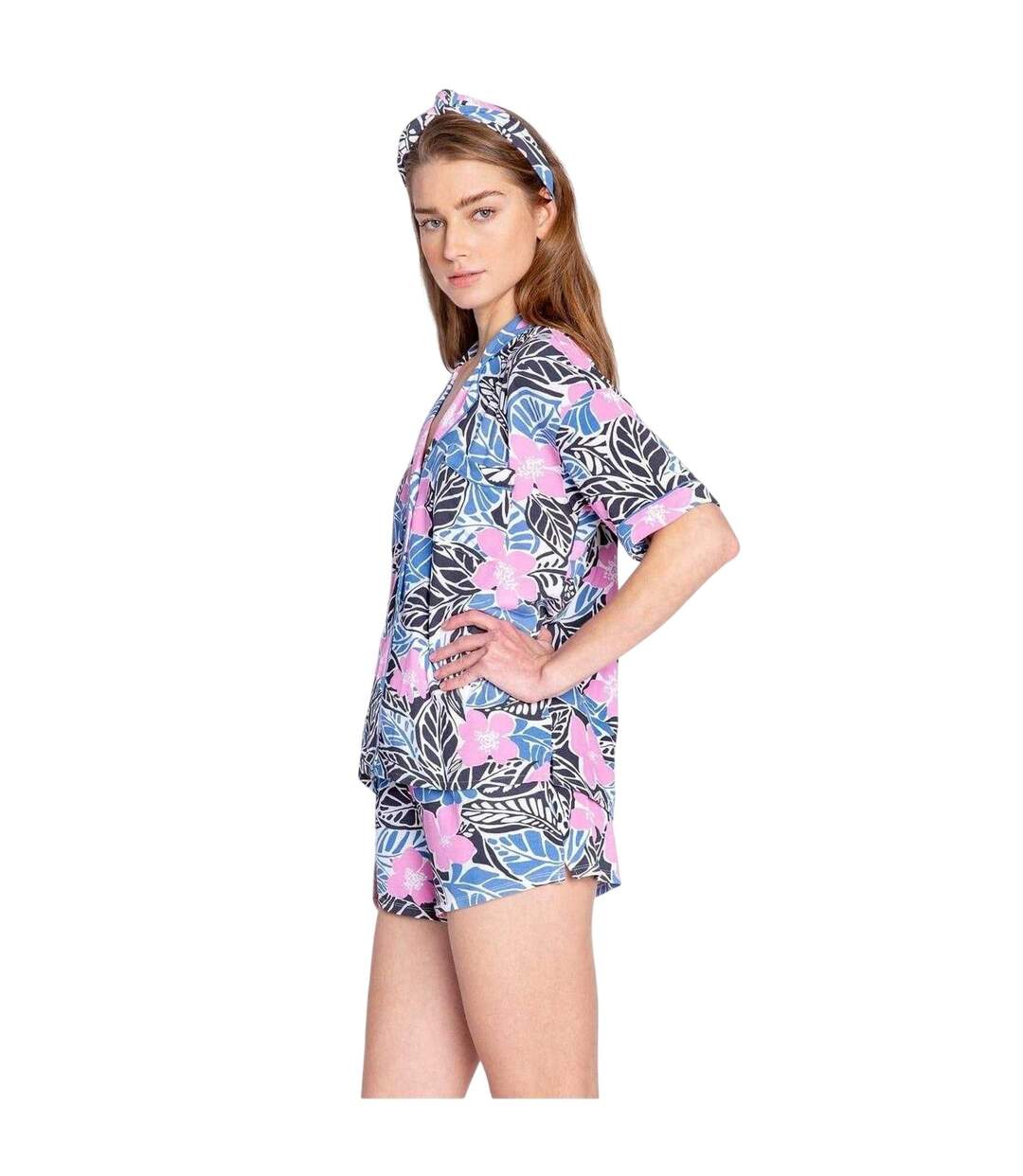Womens/ladies Palm Print Short Pyjama Set Multicoloured PJ Salvage-4