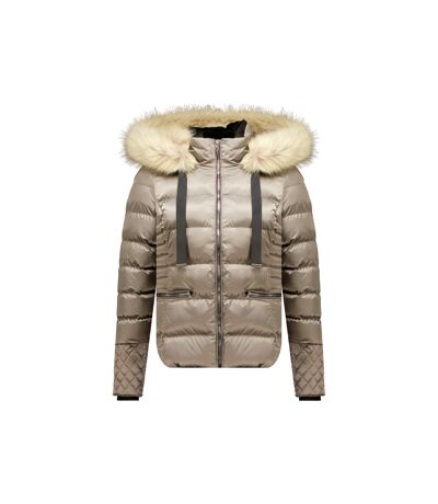 Veste femme matelassée avec capuche imitation fourrure GINNIE