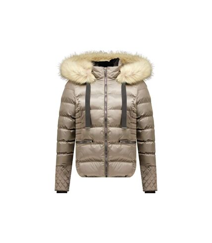 Veste femme matelassée avec capuche imitation fourrure GINNIE