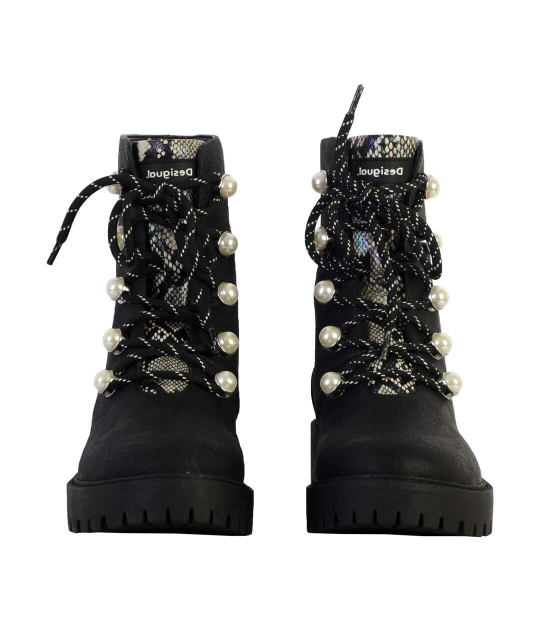 Bottines Cuir Montante Desigual Biker Pearl-5