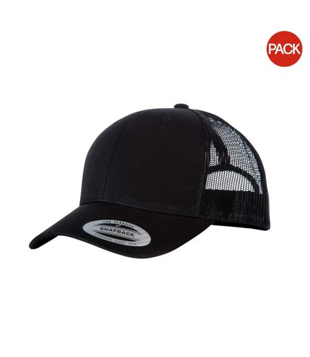Yupoong Flexfit Retro Snapback Trucker Cap (Pack of 2) (Black/Black) - UTRW6696