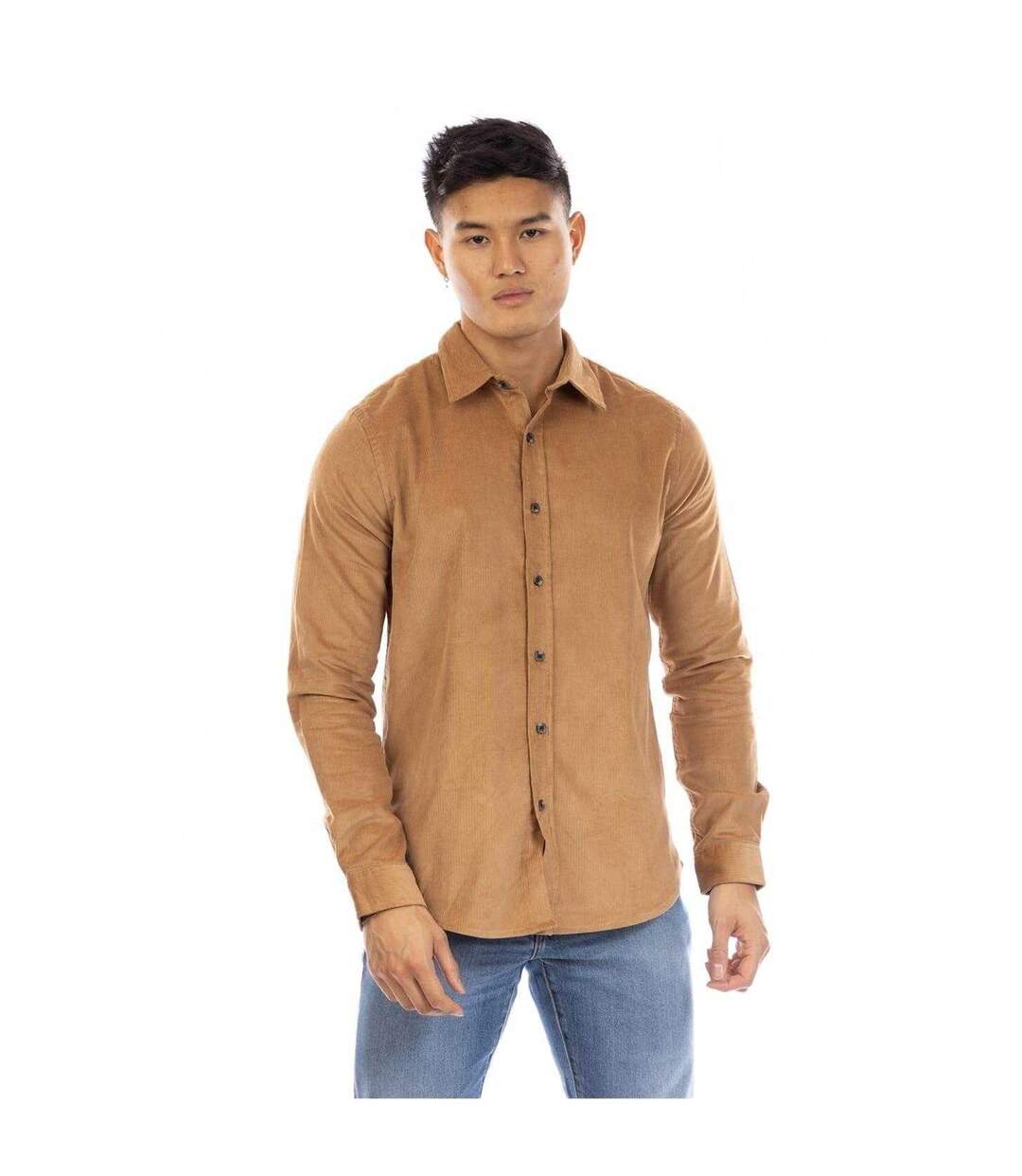 Mens Bicknell Corduroy Long-sleeved Shirt Sand Brown Peter Werth-2