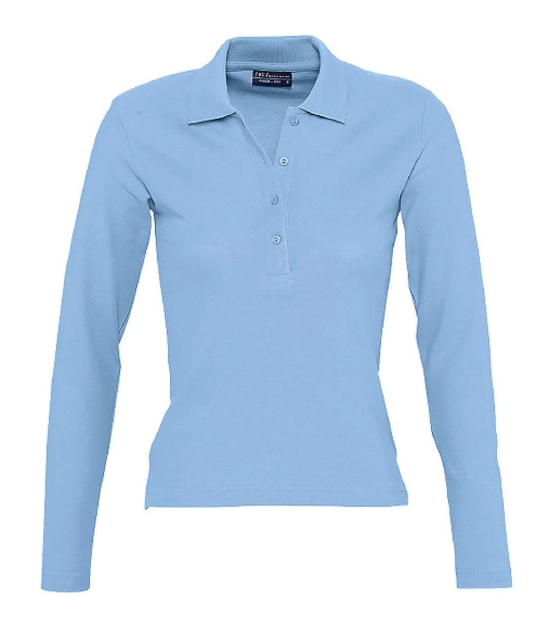 Polo manches longues - Femme - 11317 - bleu ciel-1