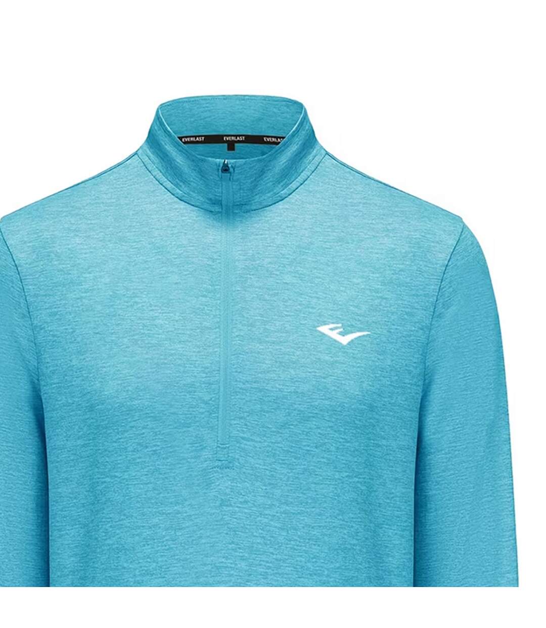 Mens Mock Neck Regular Long-sleeved Top Cyan White Everlast-3