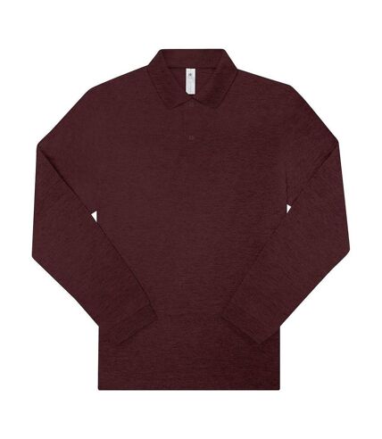 Polo manches longues- Homme - PU427 - rouge bordeaux chiné