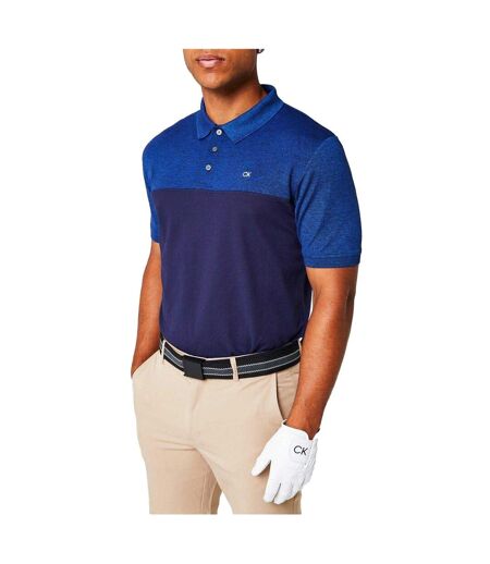 Mens Colour Block Golf Polo Shirt Cobalt Blue Navy Calvin Klein