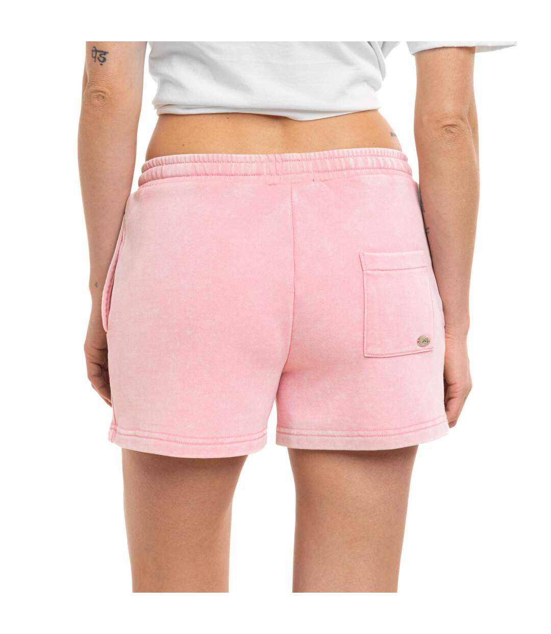 Short femme uni acid wash lien de serrage et patch côté Palm Paradise Vondutch-3