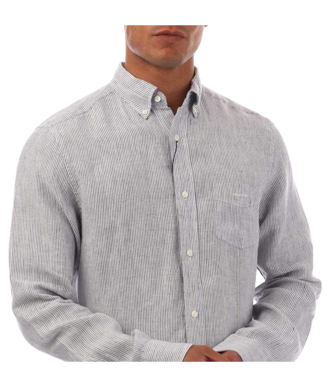 Chemise Motif/style Fines Rayures Homme Blanc Gant-3
