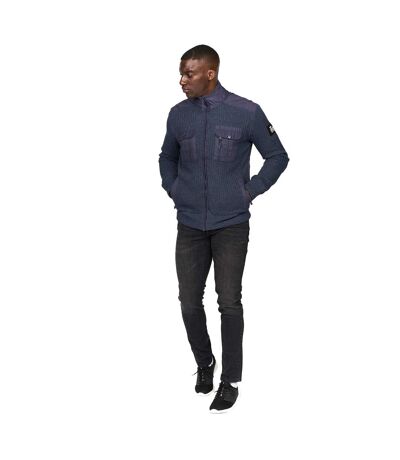 Mens Palax Knitted Jumper Navy Marl Crosshatch
