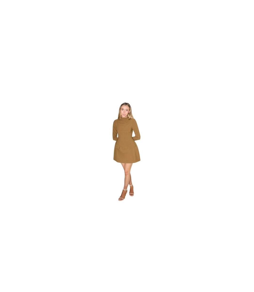 Robe Courte Manches Longues Femme Kaki Odd Muse-1