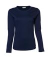 Tee Jays Womens/Ladies Interlock Long Sleeve T-Shirt (Navy Blue)