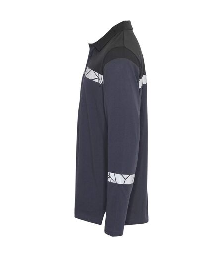 Mens Progression Pique Long-sleeved Polo Shirt Navy Blue Projob