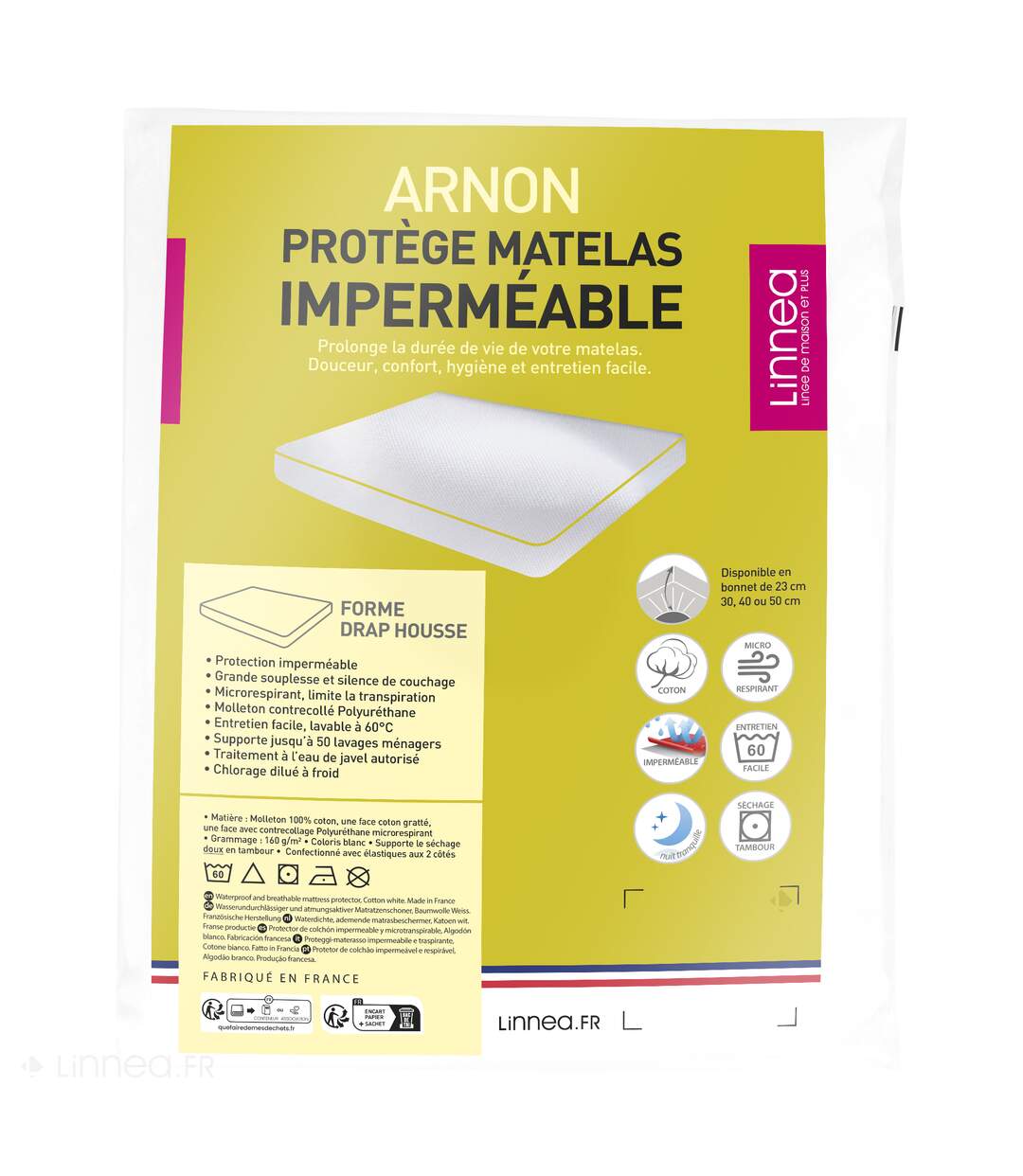 Protège matelas imperméable ARNON Bonnet de 30 cm