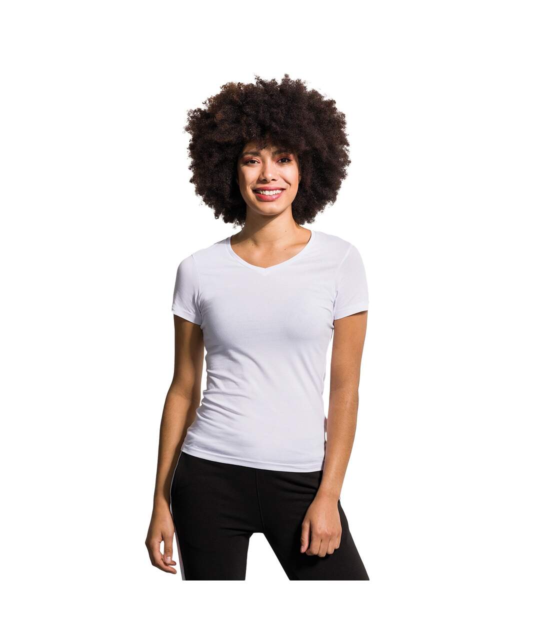 Feel good t-shirt étirable à manches courtes et col en v femme blanc Skinni Fit-3