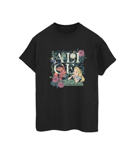 Disney - T-shirt ALICE IN WONDERLAND LEAFY GARDEN - Femme (Noir) - UTBI8910