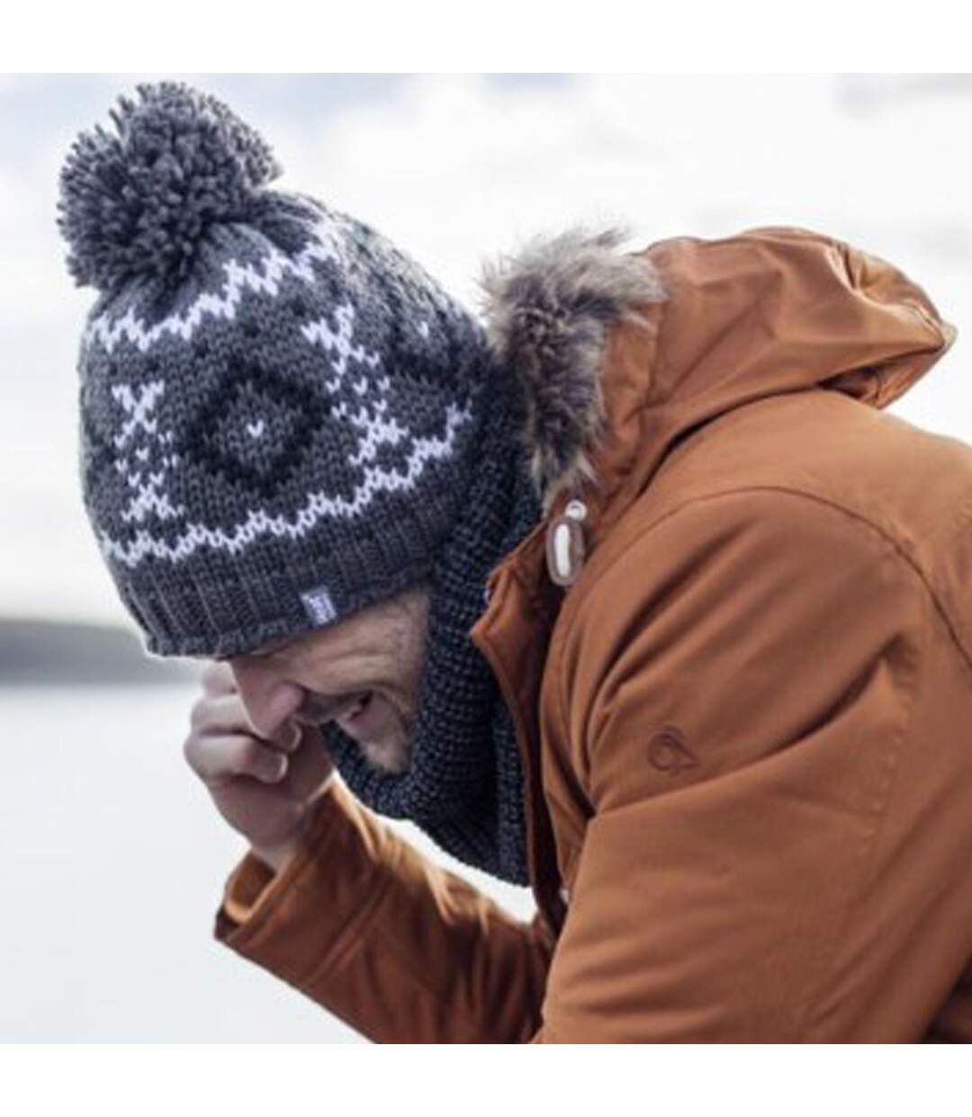 Mens Fleece Lined Thermal Winter Warm Beanie Bobble Hat with Pom Pom-4