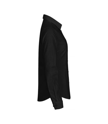 Womens/ladies Stretch Formal Shirt Black Clique