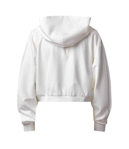 Womens/ladies Victory Relaxed Fit Crop Hoodie Cream Gym King