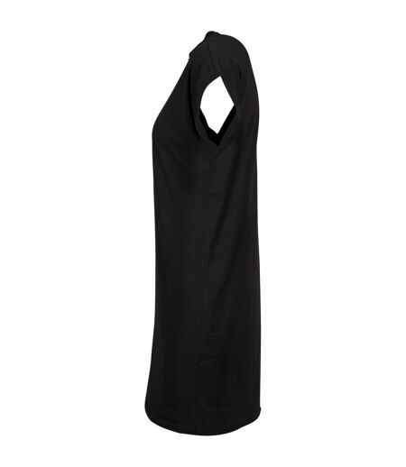 Womens/ladies Extended Shoulder Casual Dress Black Build Your Brand