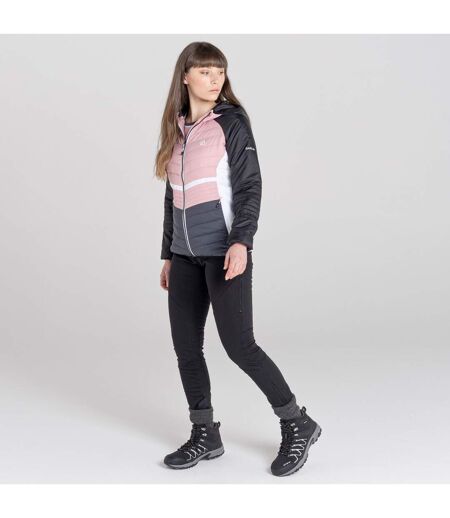 Womens/ladies surmount quilted hooded jacket powder pink/black Dare 2B