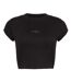 Womens/ladies Mono Logo Ribbed Crop Top Black Calvin Klein-3
