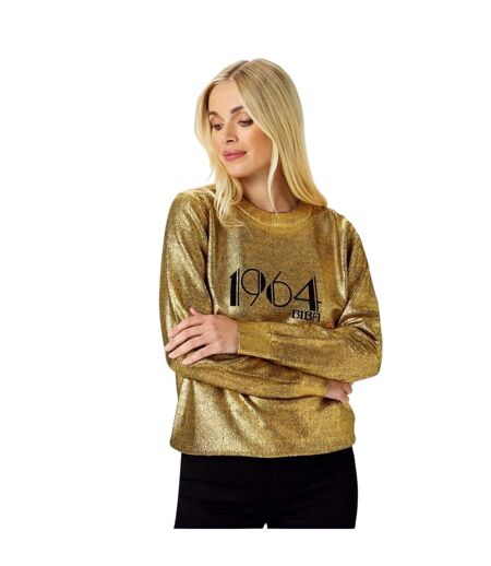 Sweat Motif/style Métallisé Femme Jaune Or Biba