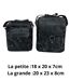Lot de 2, grande et petite sacoche bandoulière homme noir à  rabat en PVC vieilli - Style intemporel-1