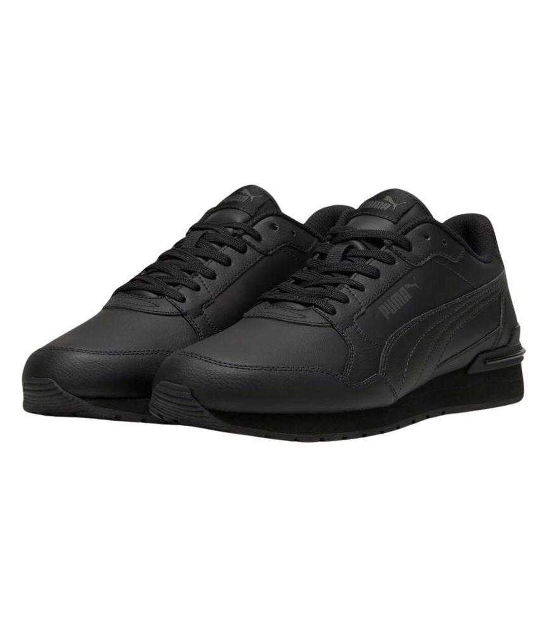 Mens St Runner V4 Leather Trainers Black Puma-1