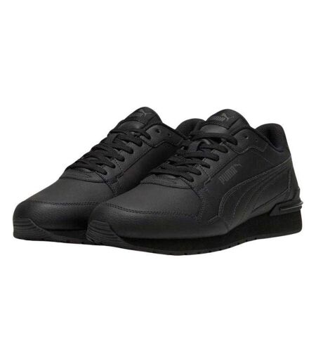 Mens St Runner V4 Leather Trainers Black Puma