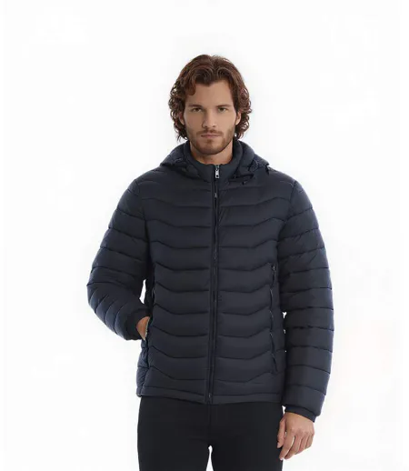 Doudoune  Homme   Manches Longues avec Capuche Détachable - Noir - Style Casual et Confort