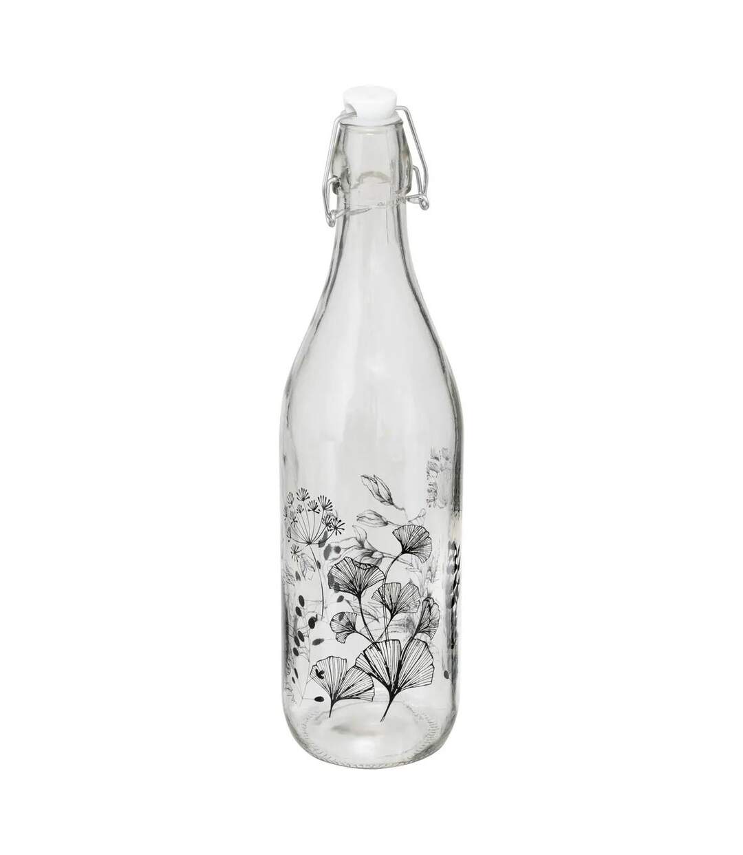 Bouteille Limonade en Verre White Floral 1L Transparent-1