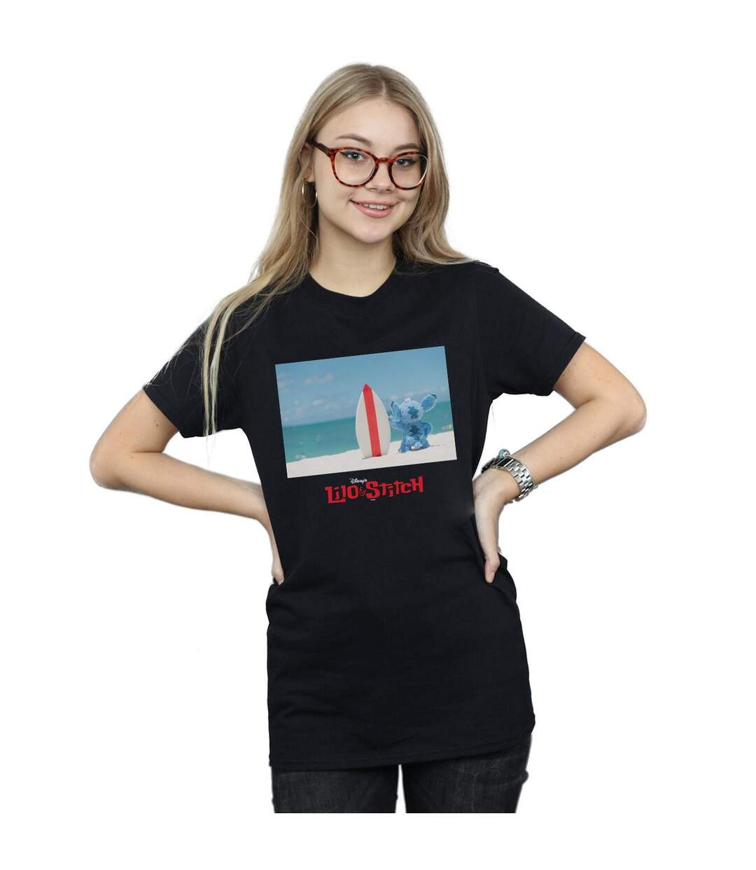Disney - T-shirt LILO AND STITCH SURF BEACH - Femme (Noir) - UTBI17219-2