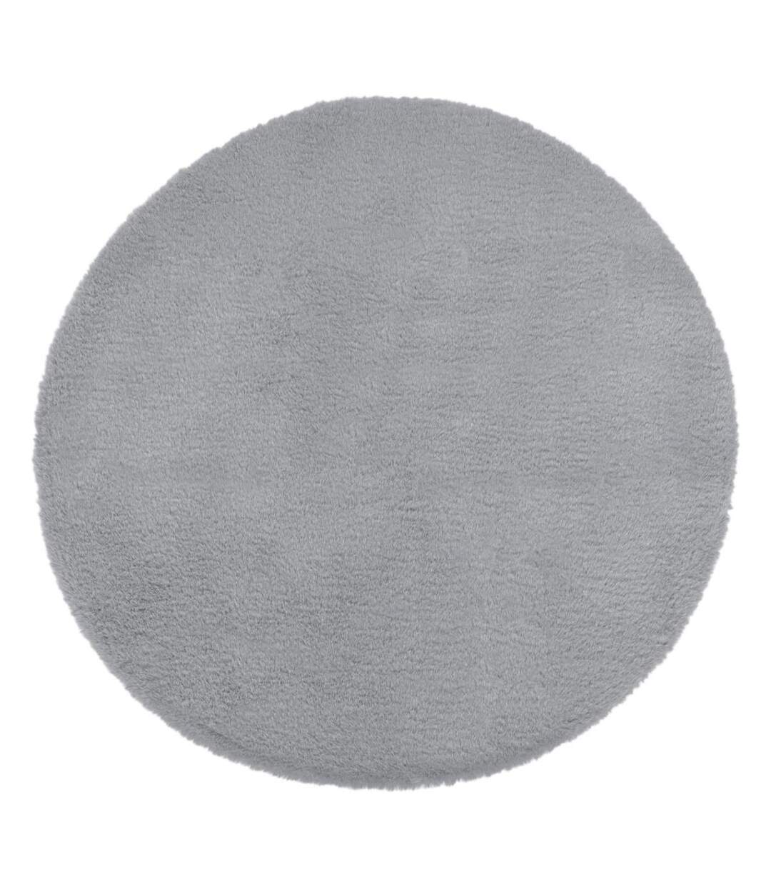 Tapis Rond Imitation Fourrure Doucea 80cm Gris-1