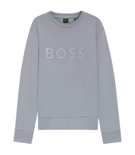 Mens Signature Cotton Logo Sweatshirt Dark Grey Boss