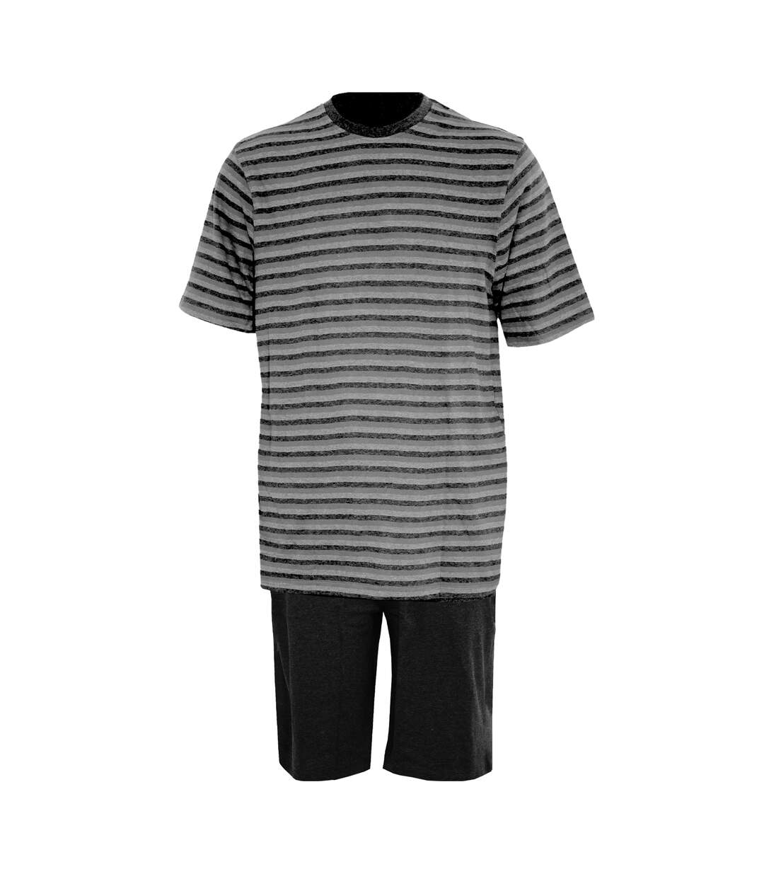 Mens stripe short lounge set black Momentii-1