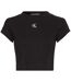 Womens/ladies Mono Ribbed Crop T-shirt Black Calvin Klein-3