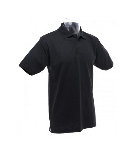 UCC 50/50 Mens Heavweight Plain Pique Short Sleeve Polo Shirt (Black)