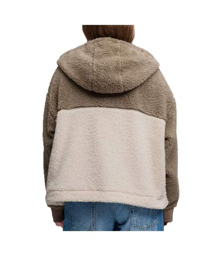 Veste sherpa à capuche femme beige femme superdry super soft ziphood