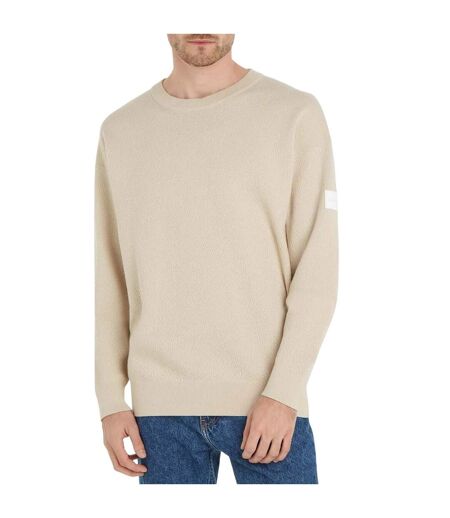 Mens Natural Structure Crew Neck Sweatshirt Beige Calvin Klein