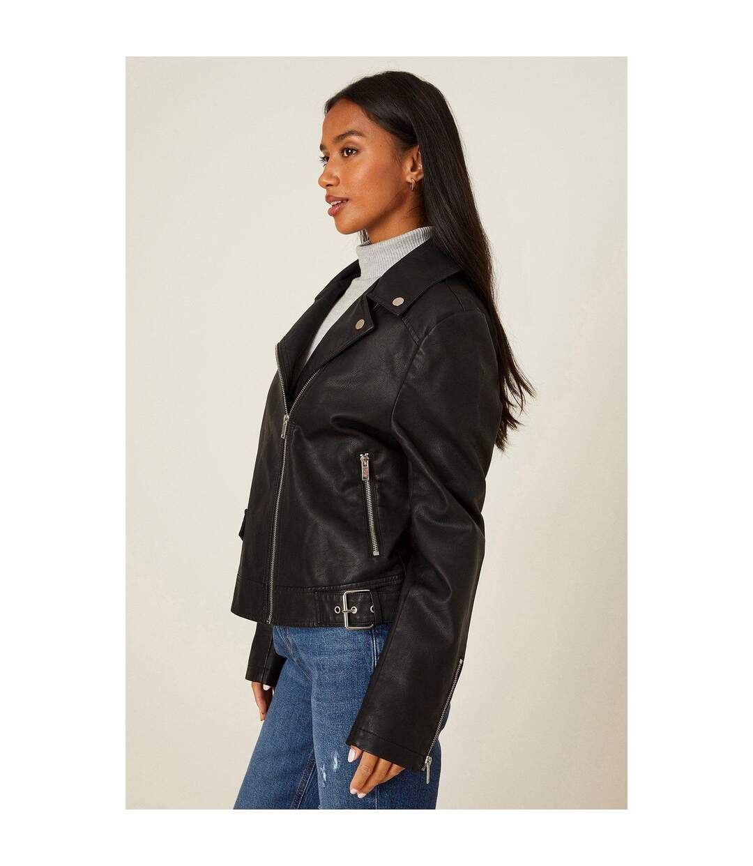 Veste motard femme noir Dorothy Perkins-3