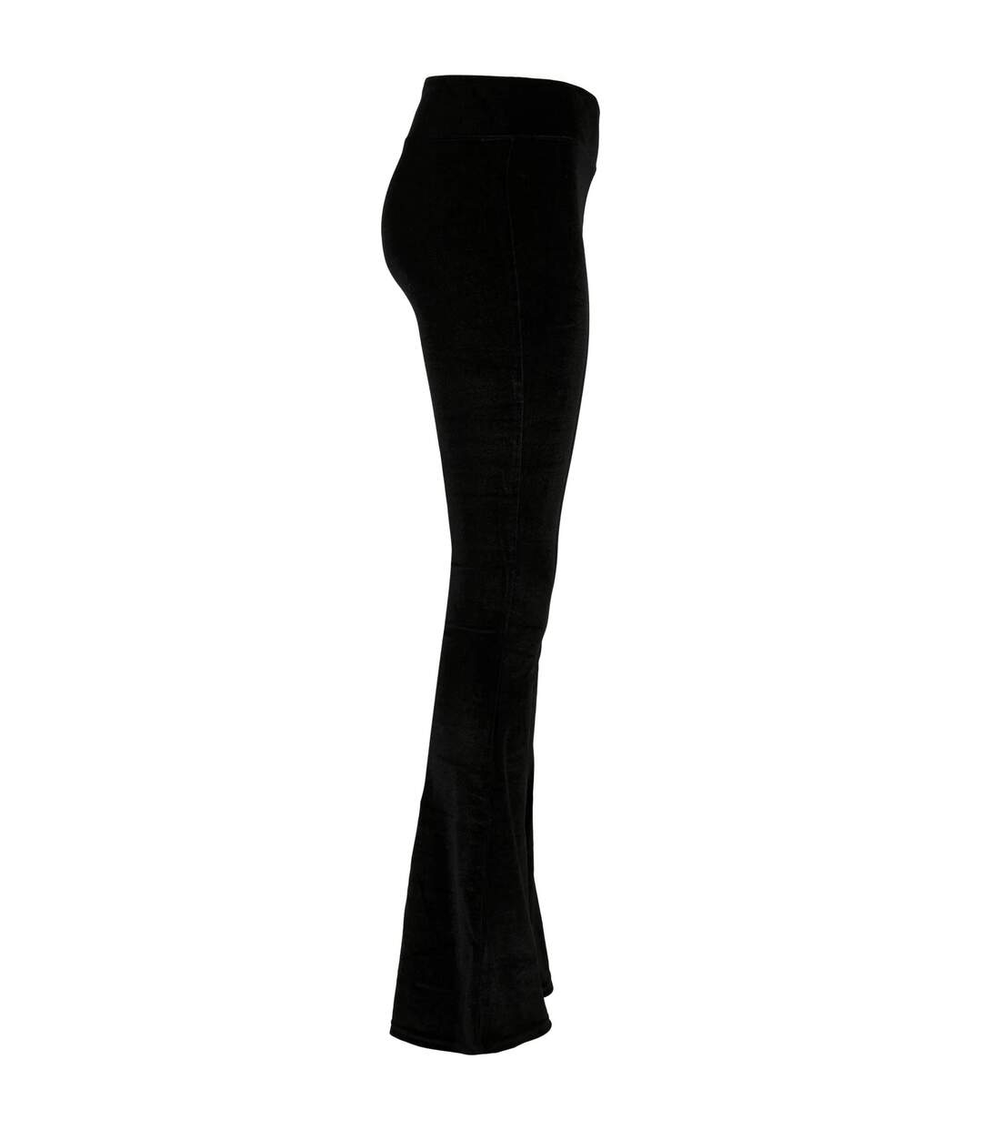 Womens/ladies Velvet High Waist Bootcut Leggings Black Urban Classics-4
