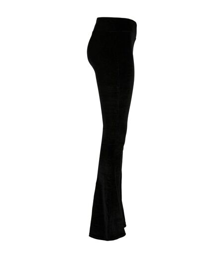 Womens/ladies Velvet High Waist Bootcut Leggings Black Urban Classics