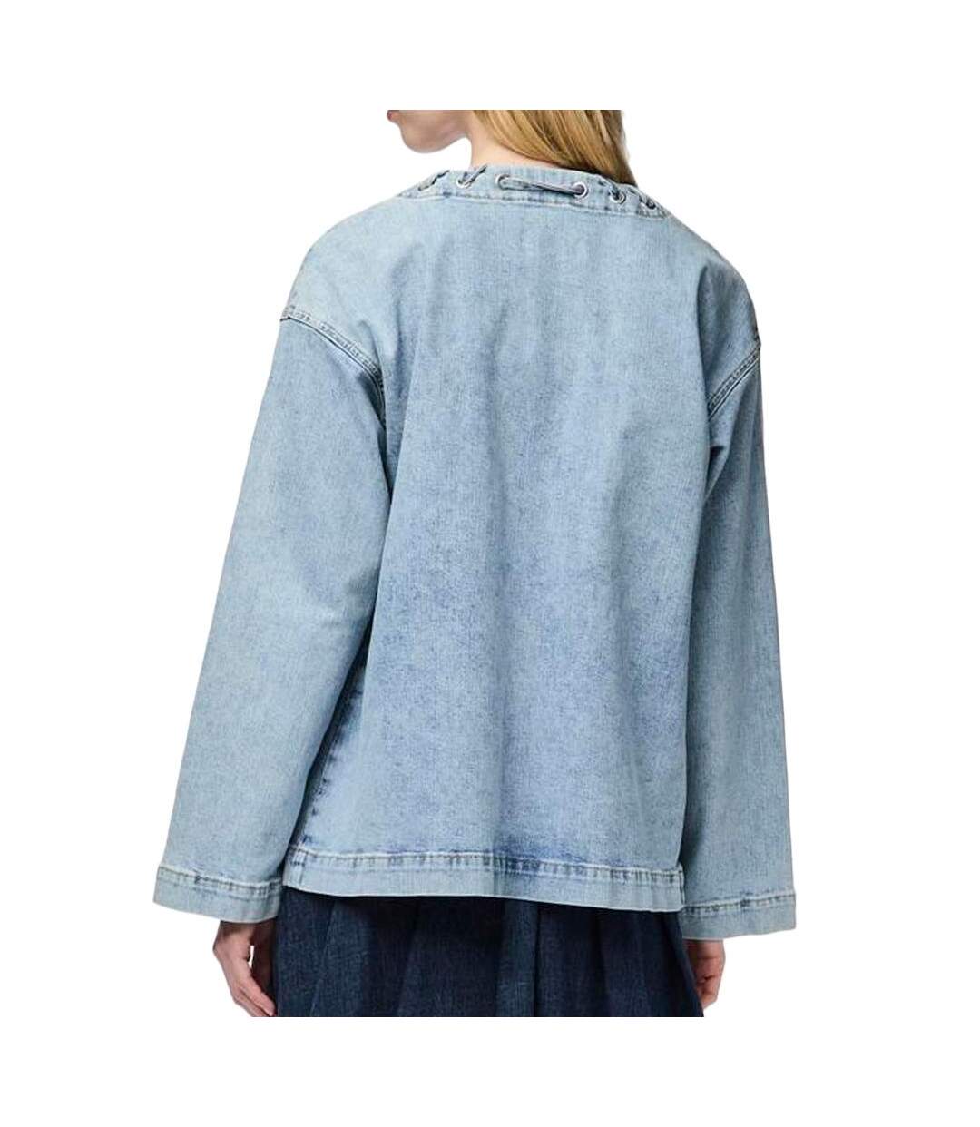 Veste en jean bleu femme pieces fenda-2